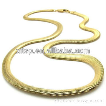 8mm Wide Gold Plated Snake Design Chain Stainless Steel Chain Necklace for men